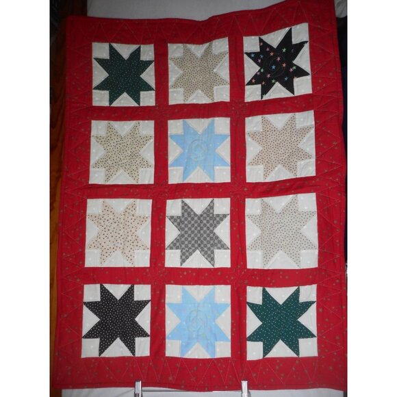 Vintage 1990s Quilted rectangle lap blanket or wall hanging Follow Your Star - Picture 1 of 10